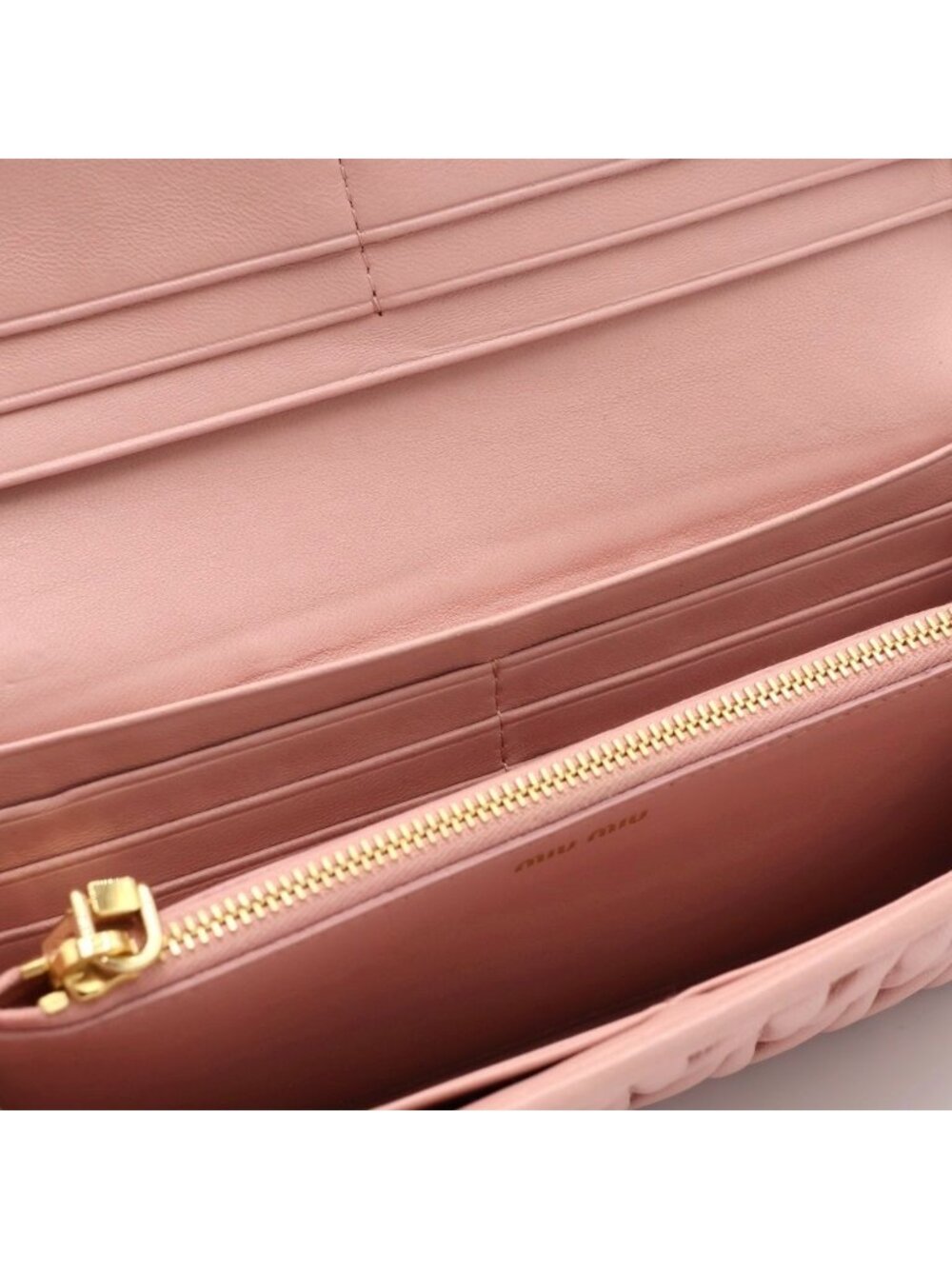 Miu Miu Matelasse Wallet Card Case Pink Leather Gold - Picture 4 of 6